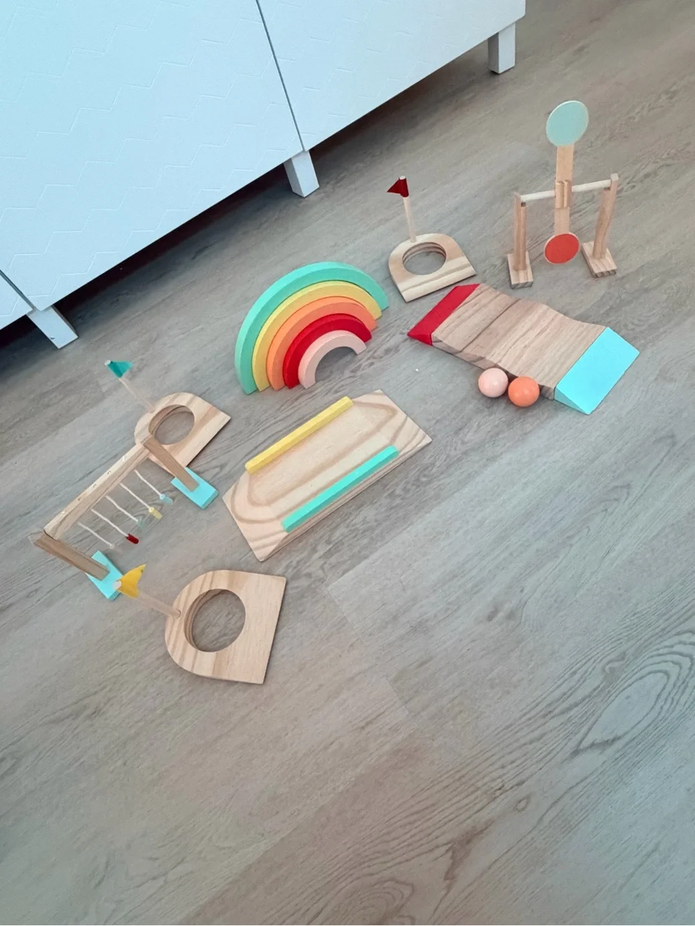 Mini Golf Set Wooden Rainbow Montessori Set for Kids Toddlers Toys